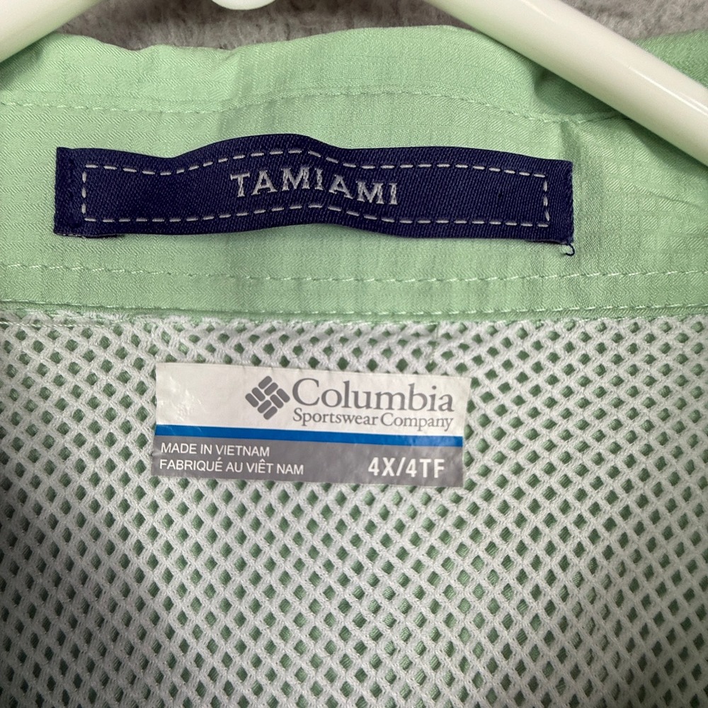 Columbia Tamiami II Mens 4X‎ LST Short Sleeve Fishing Shirt UPF 40 Light Green - Picture 3 of 11